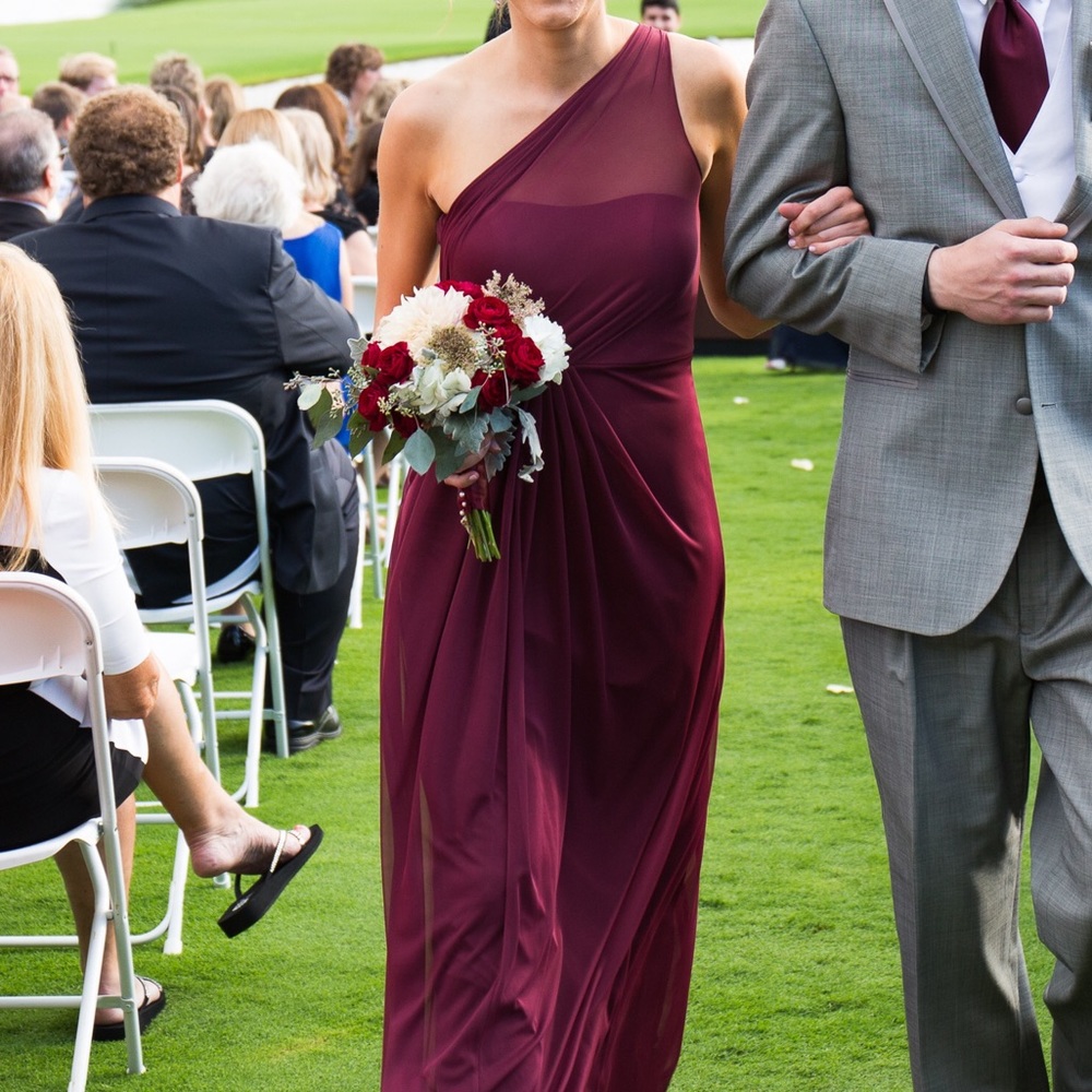 David’s Bridal - One shoulder dress - Wine color
